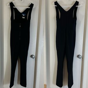 Obermeyer Ski Pants Size Ladies 8R Wool Bib One Piece Stirrup Snow Suit Black